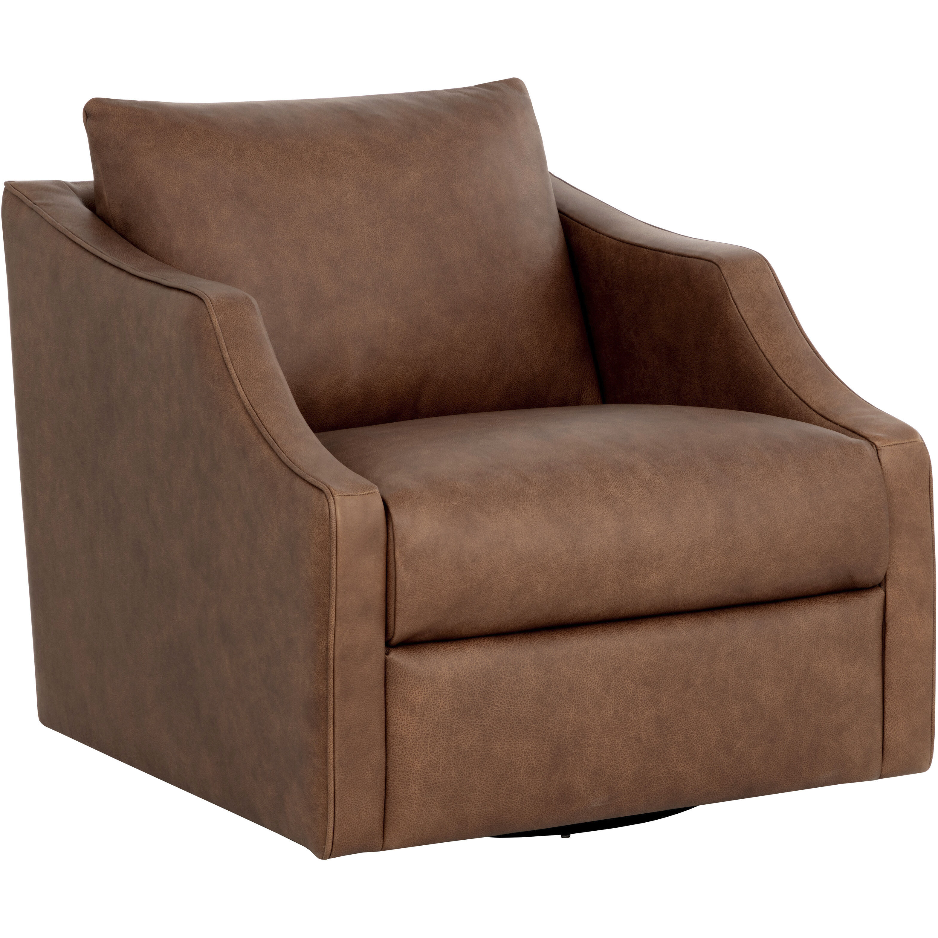 Orwell Cognac Leather Swivel Lounge Chair